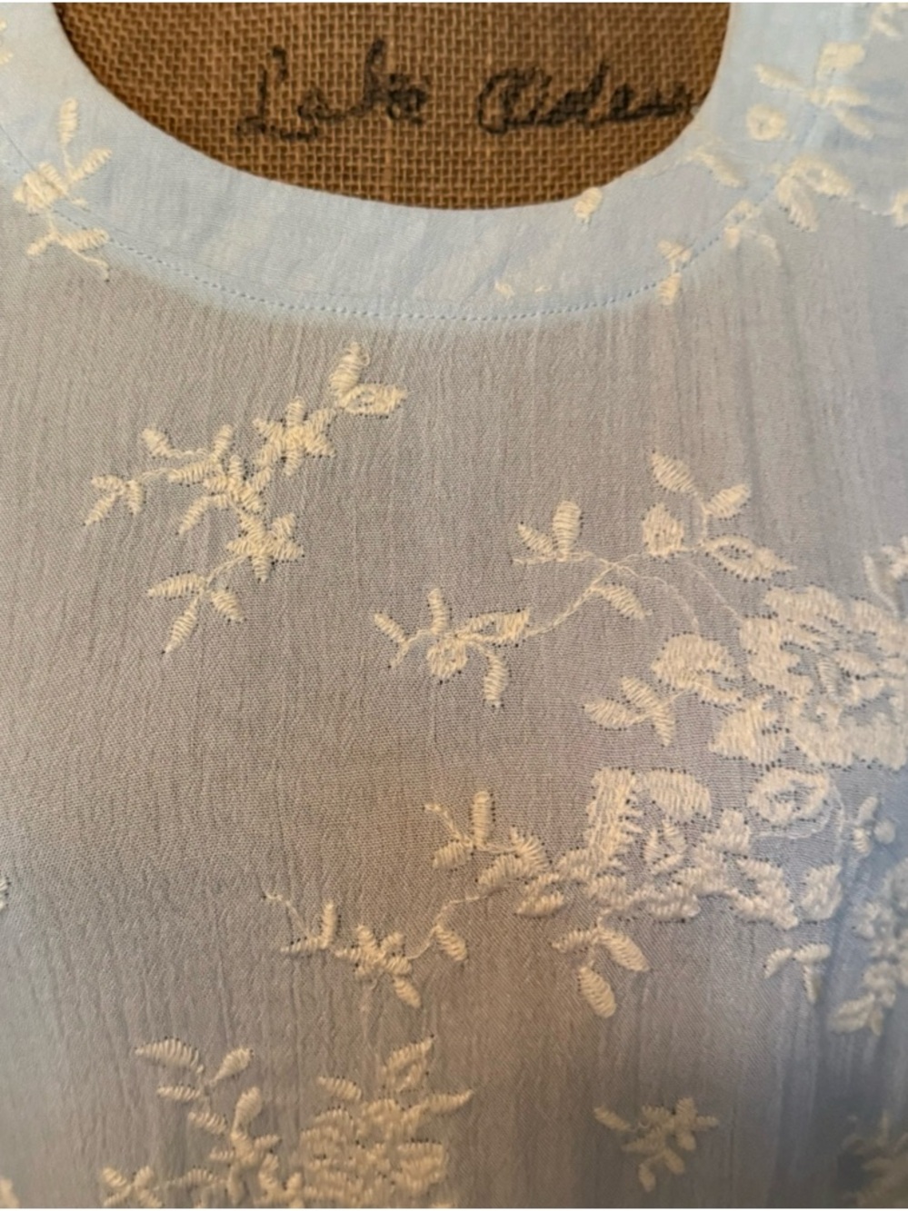 Light Blue Floral Embroidered Peplum Top - Women by Altar'd State - Picture 6 of 7